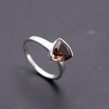 925 Silver Trillion Cut Garnet Ring