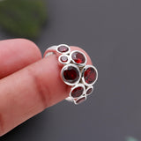 925 Silver Multi Garnet Bubble Cluster Ring