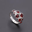 925 Silver Multi Garnet Bubble Cluster Ring