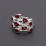 925 Silver Multi Shape Garnet Ring