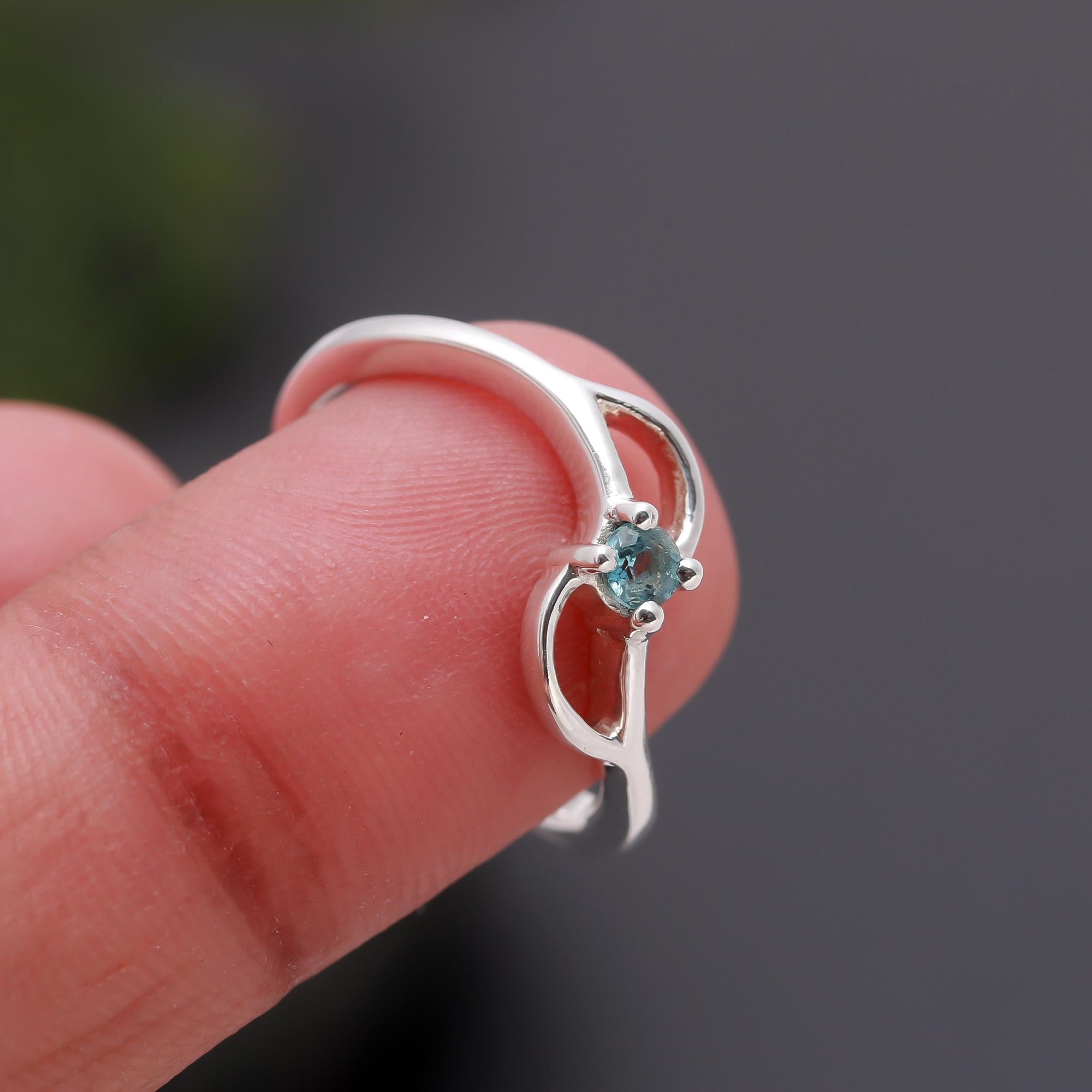 925 Silver Swiss Blue Topaz Ring