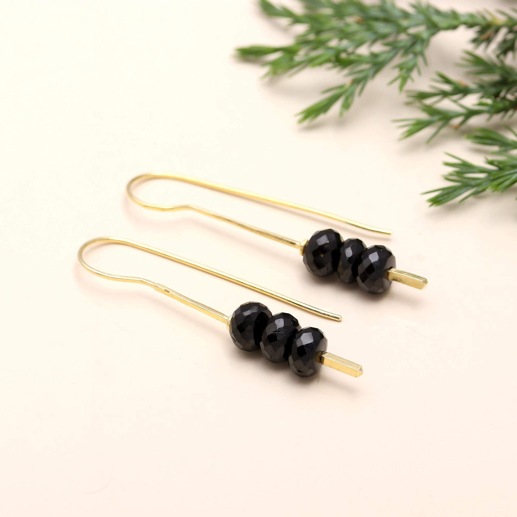 925 Silver Black Onyx Dangle Earrings