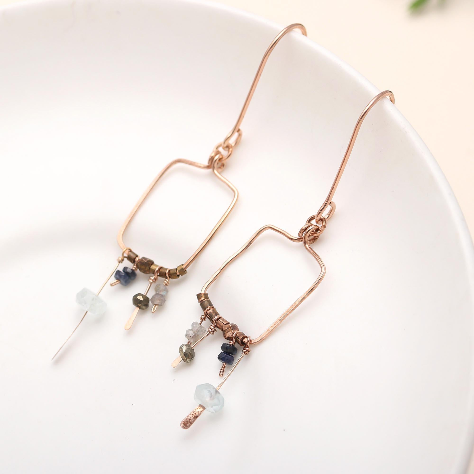 925 Silver Geometric Dangle Earrings