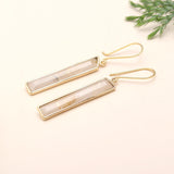 925 Silver Long Rectangle Dangle Earrings