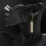 925 Silver Long Rectangle Dangle Earrings
