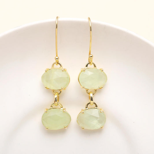 925 Silver Green Chalcedony Dangle Earrings