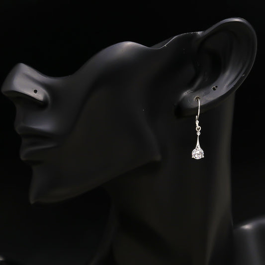 925 Silver Round CZ Dangle Earrings