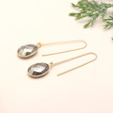 925 Silver Hematite Long Hook Earrings