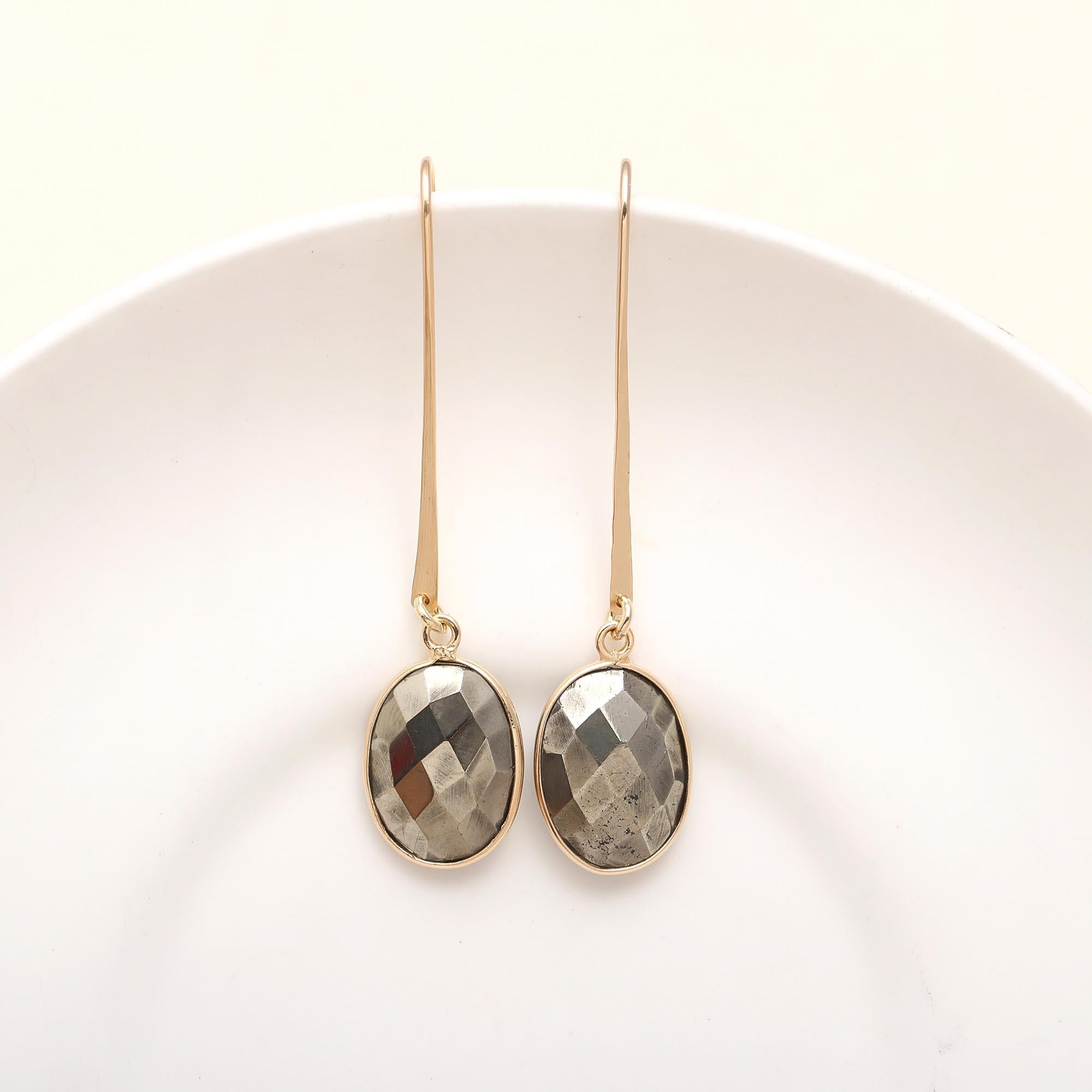 925 Silver Hematite Long Hook Earrings