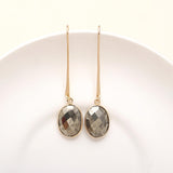 925 Silver Hematite Long Hook Earrings