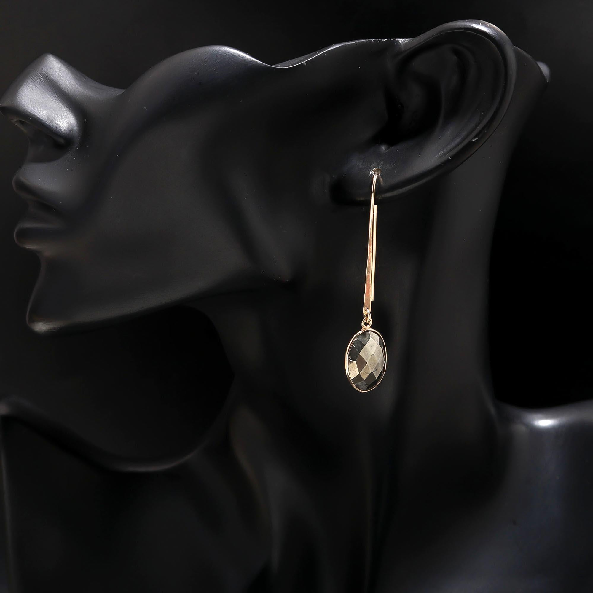 925 Silver Hematite Long Hook Earrings