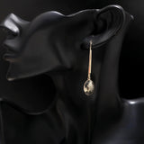 925 Silver Hematite Long Hook Earrings