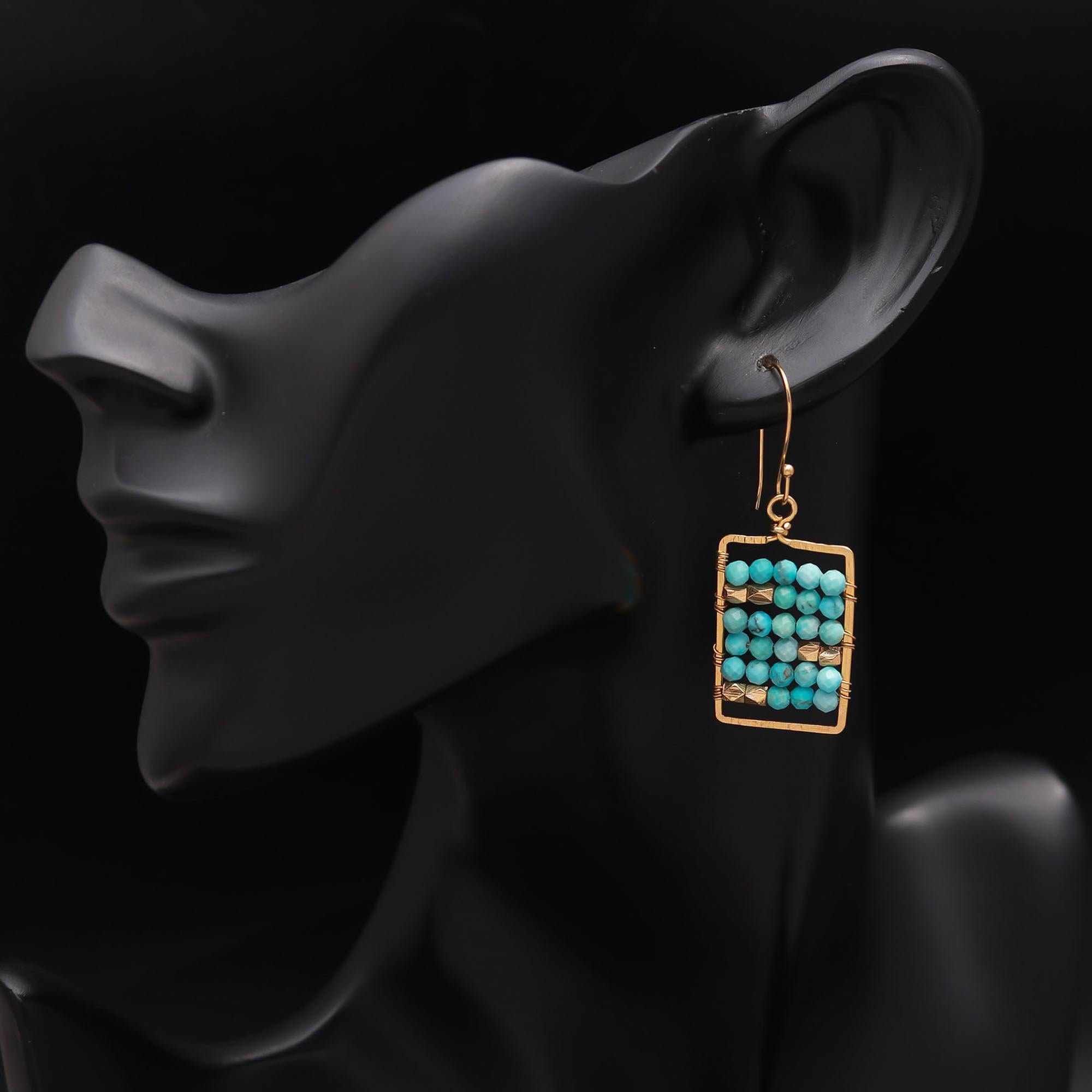 925 Silver Turquoise Beaded Dangle Earrings