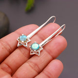 925 Silver Labradorite Star Drop Earrings