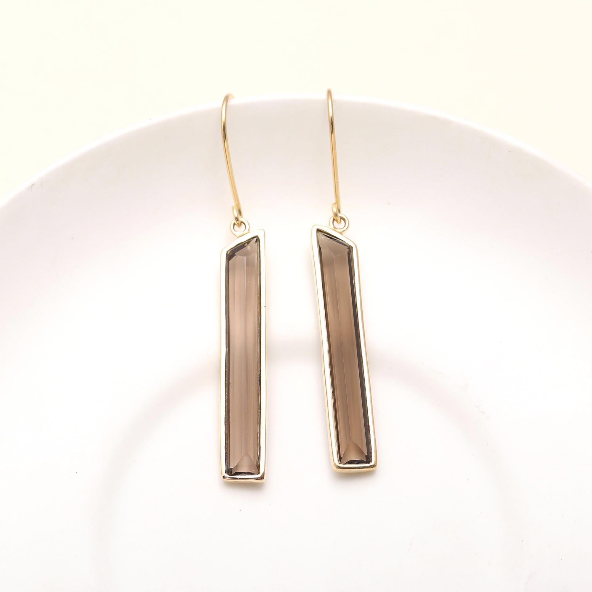 925 Silver Smoky Quartz Dangle Earrings
