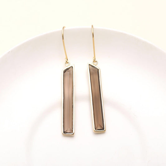 925 Silver Smoky Quartz Dangle Earrings