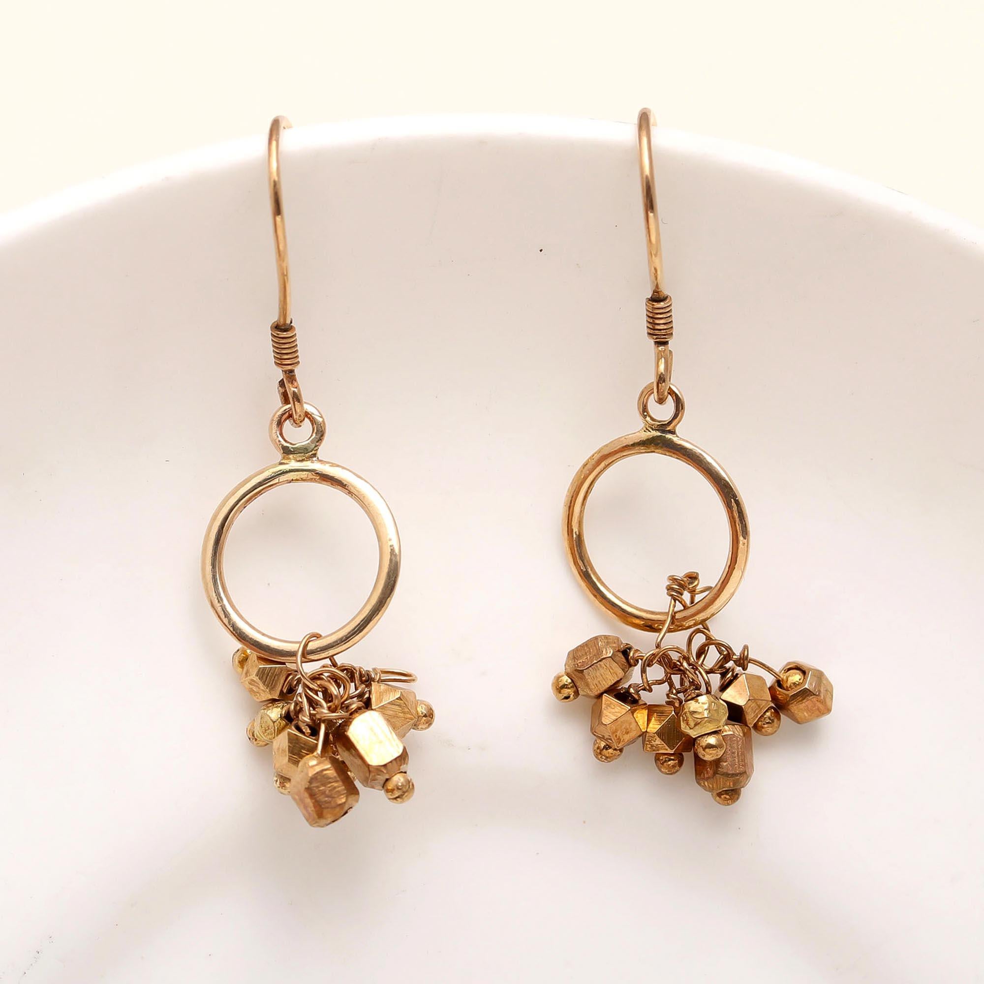 925 Silver Pyrite Cluster Dangle Earrings