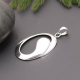 925 Silver Modern Abstract Oval Pendant