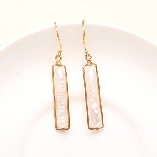 925 Silver Long Pearl Dangle Earrings