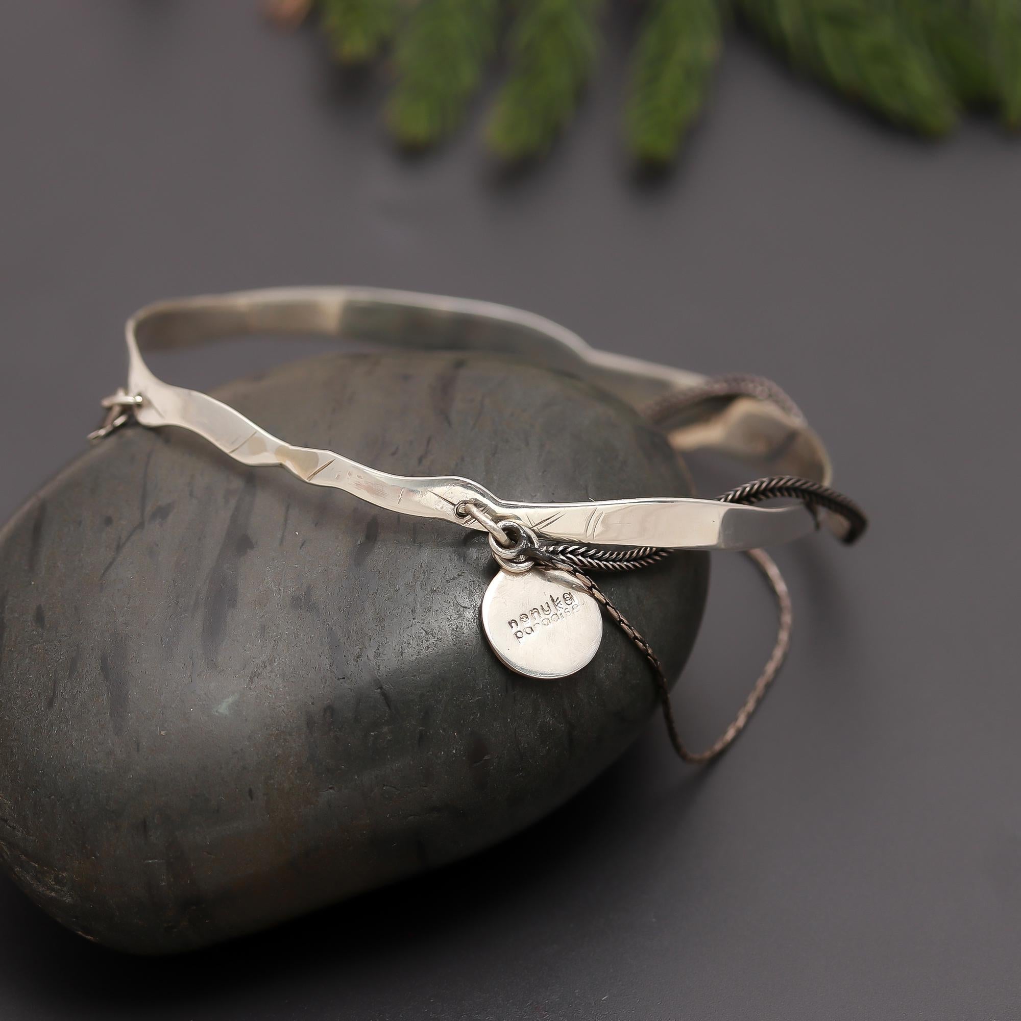 925 Silver Hammered Bangle Bracelet