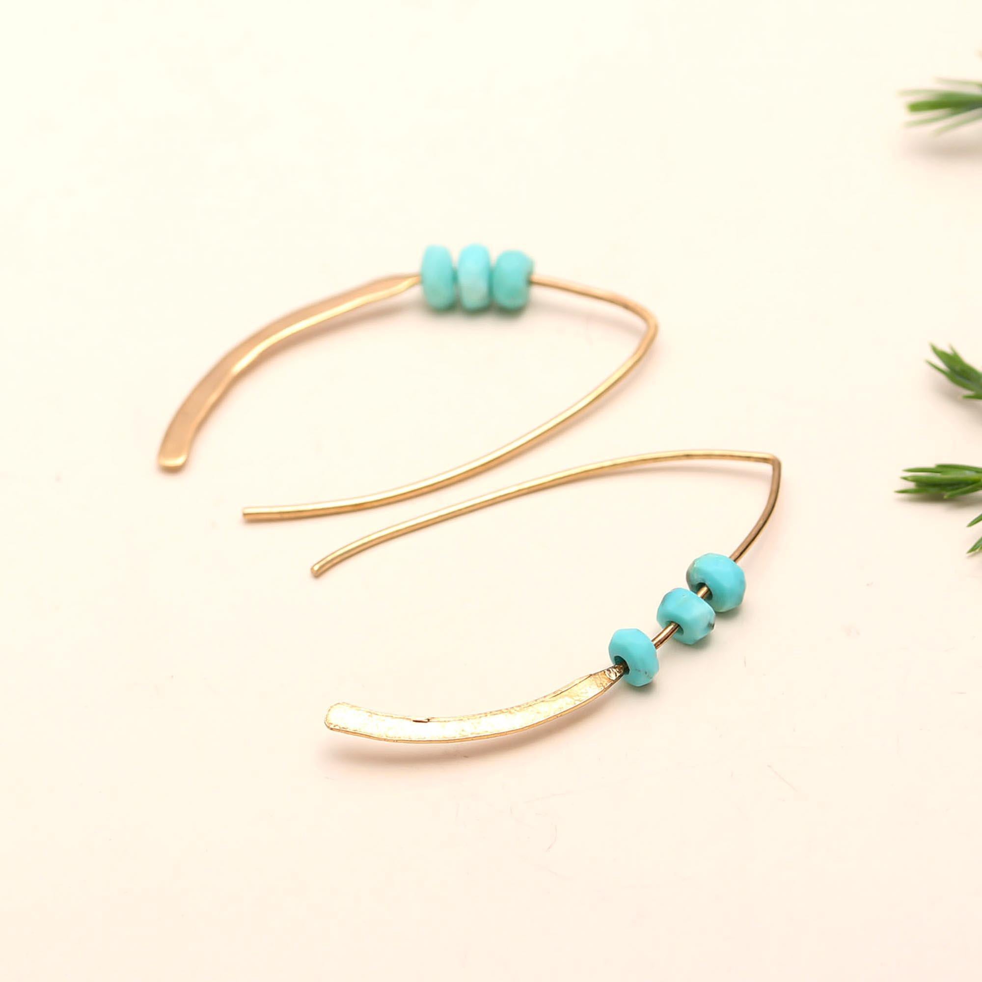 925 Silver Turquoise Bead Hook Earrings