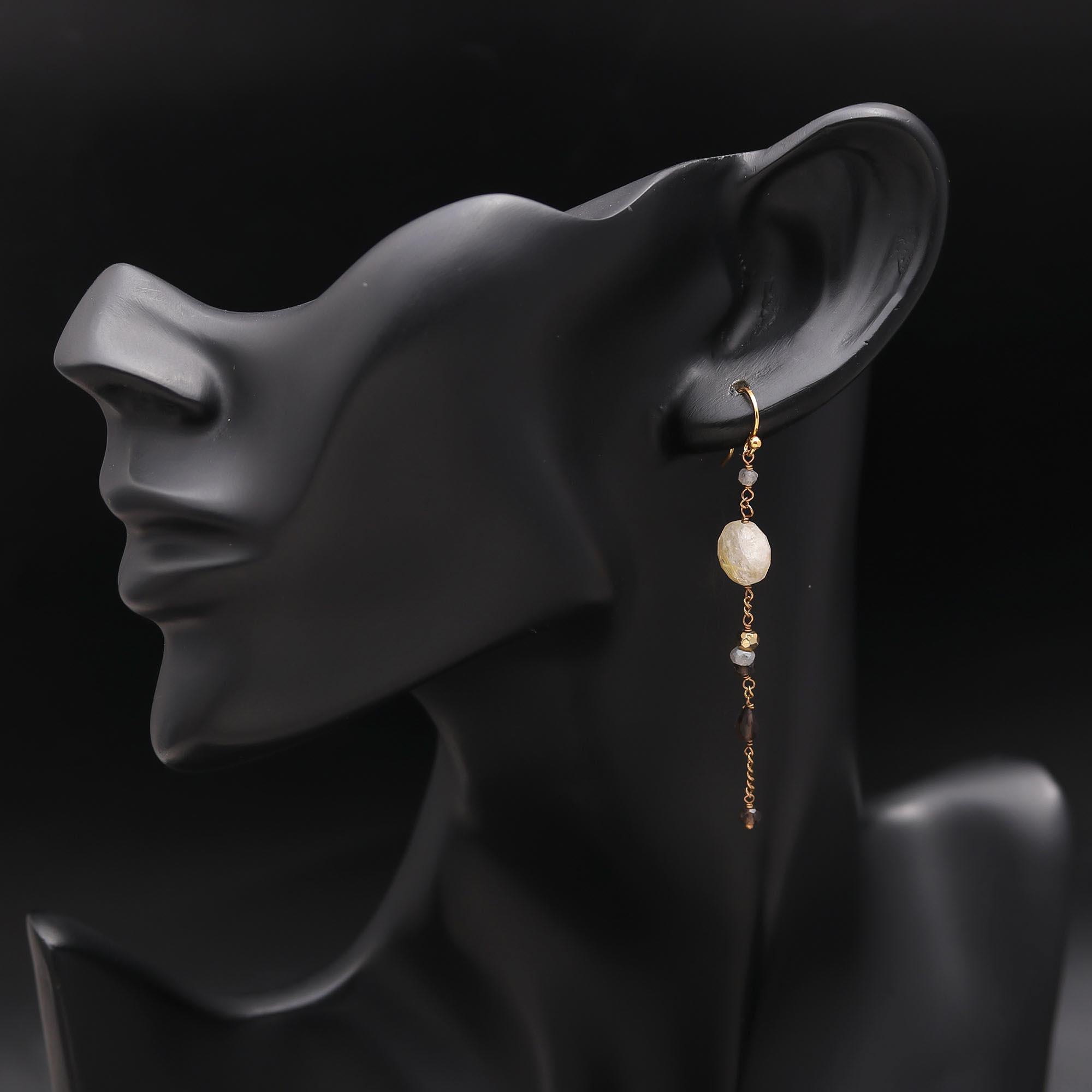 925 Silver Quartz Beaded Dangle Earrings