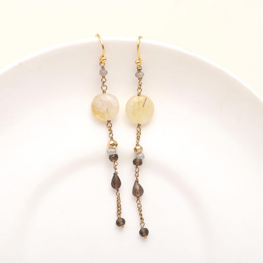 925 Silver Quartz Beaded Dangle Earrings