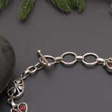 925 Silver Teardrop Garnet Link Bracelet