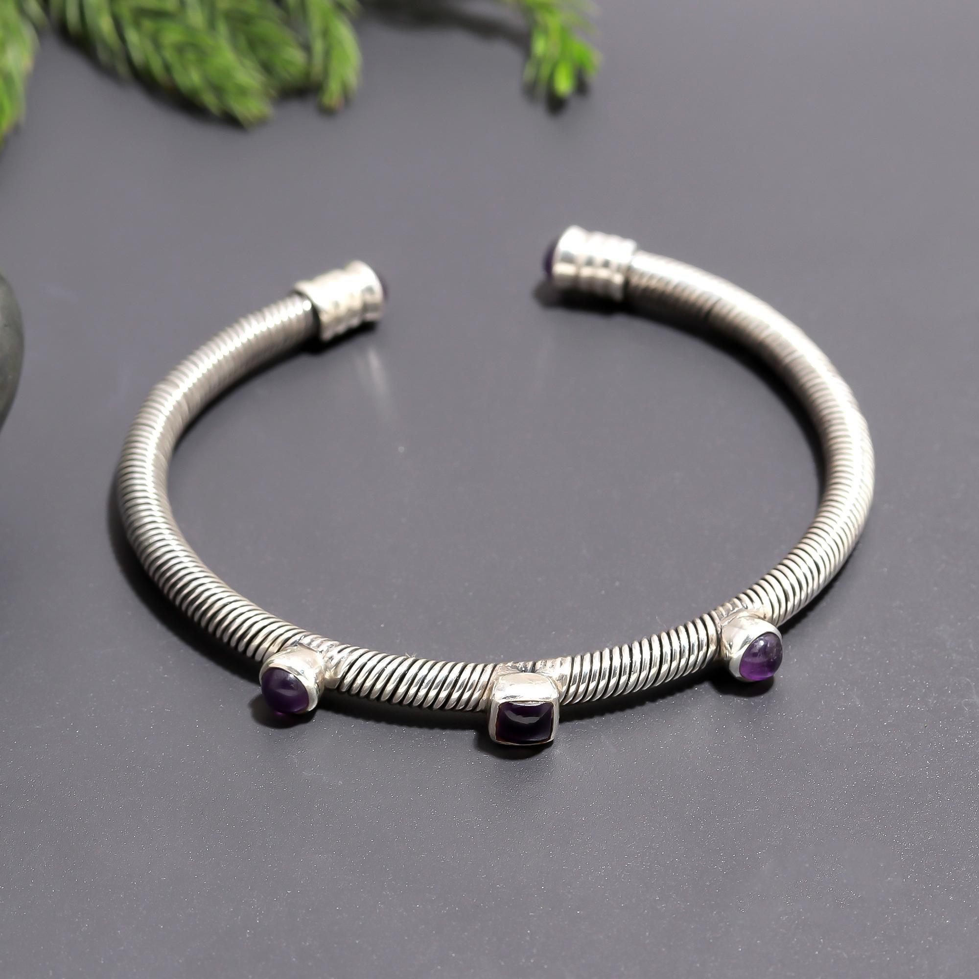 925 Silver Coil Wire Cuff Bracelet