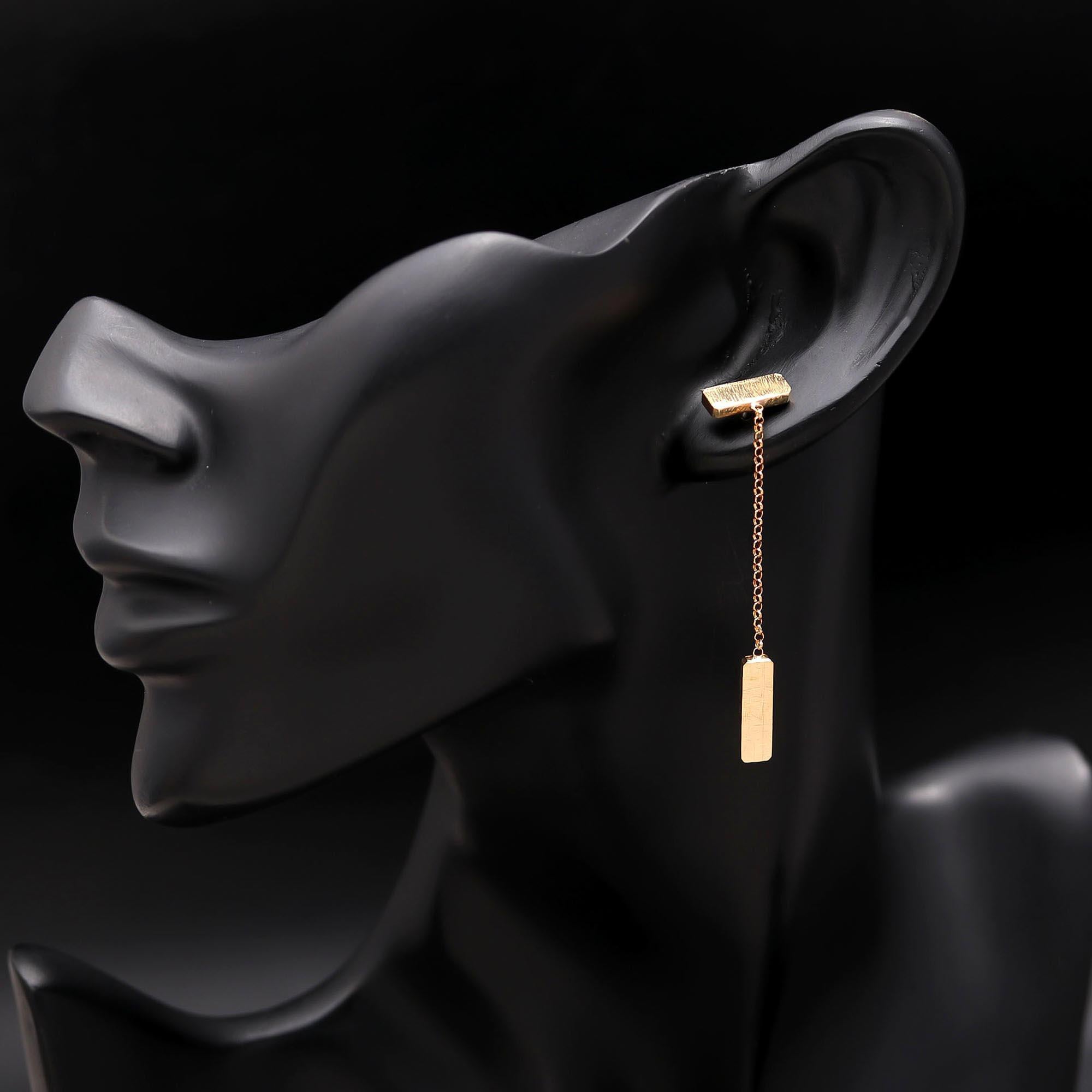 925 Silver Bar Chain Drop Earrings