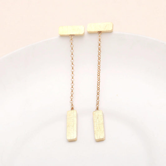 925 Silver Bar Chain Drop Earrings