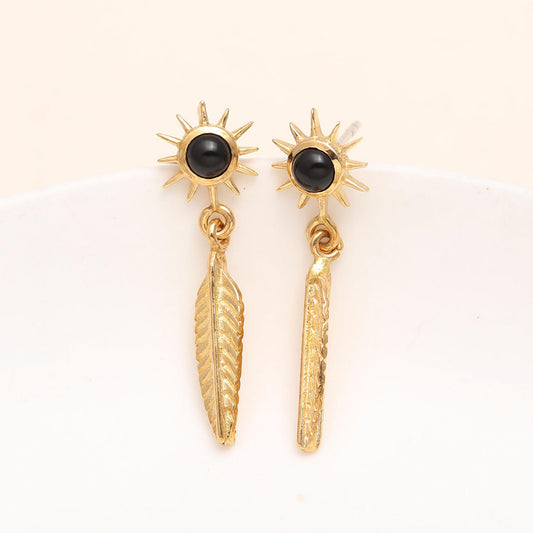 925 Silver Black Onyx Drop Earrings