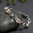 925 Silver Rose Quartz & Green Aventurine Link Bracelet