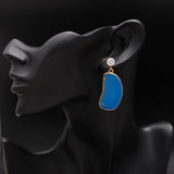 925 Silver Blue Agate Slice Drop Earrings