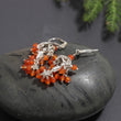 925 Silver Cluster Carnelian Beaded Dangle Earrings