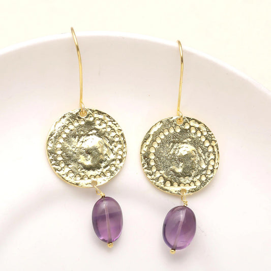 925 Silver Textured Disc Earrings