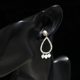 925 Silver Pearl and Heart Charm Drop Earrings
