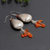 925 Silver Carnelian Bead Tassels Dangle Earrings