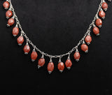 925 Silver Red Jasper Beads Necklace