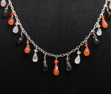 925 Silver Multi-Gemstone Drop Necklace