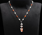 925 Silver Moonstone and Carnelian Beads Pendant Necklace