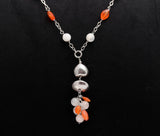 925 Silver Moonstone and Carnelian Beads Pendant Necklace