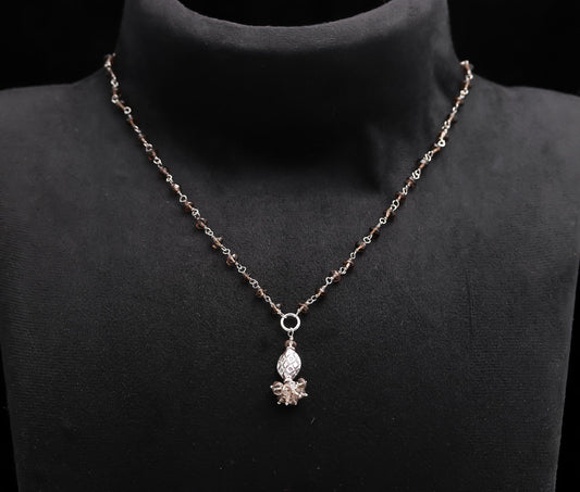 925 Silver Smoky Quartz Beaded Pendant Necklace