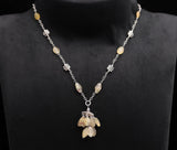 925 Silver Yellow Opal Beads Drop Pendant Necklace