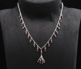 925 Silver Garnet Cluster Drop Necklace