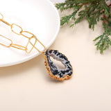 Slice Drusy Gemstone Brass Necklace