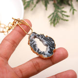 Slice Drusy Gemstone Brass Necklace