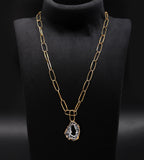 Slice Drusy Gemstone Brass Necklace