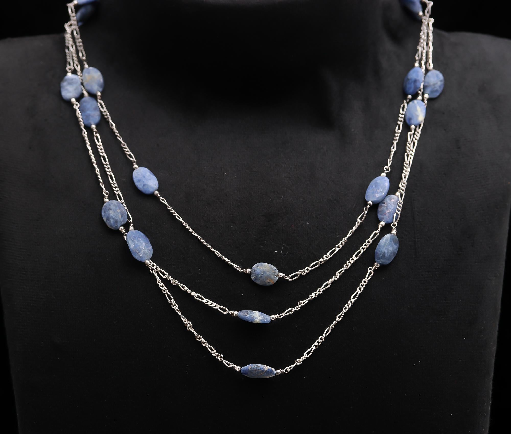 925 Silver Kyanite Beads Multi-Layer Necklace
