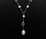 925 Silver Iolite and Moonstone Beads Necklace